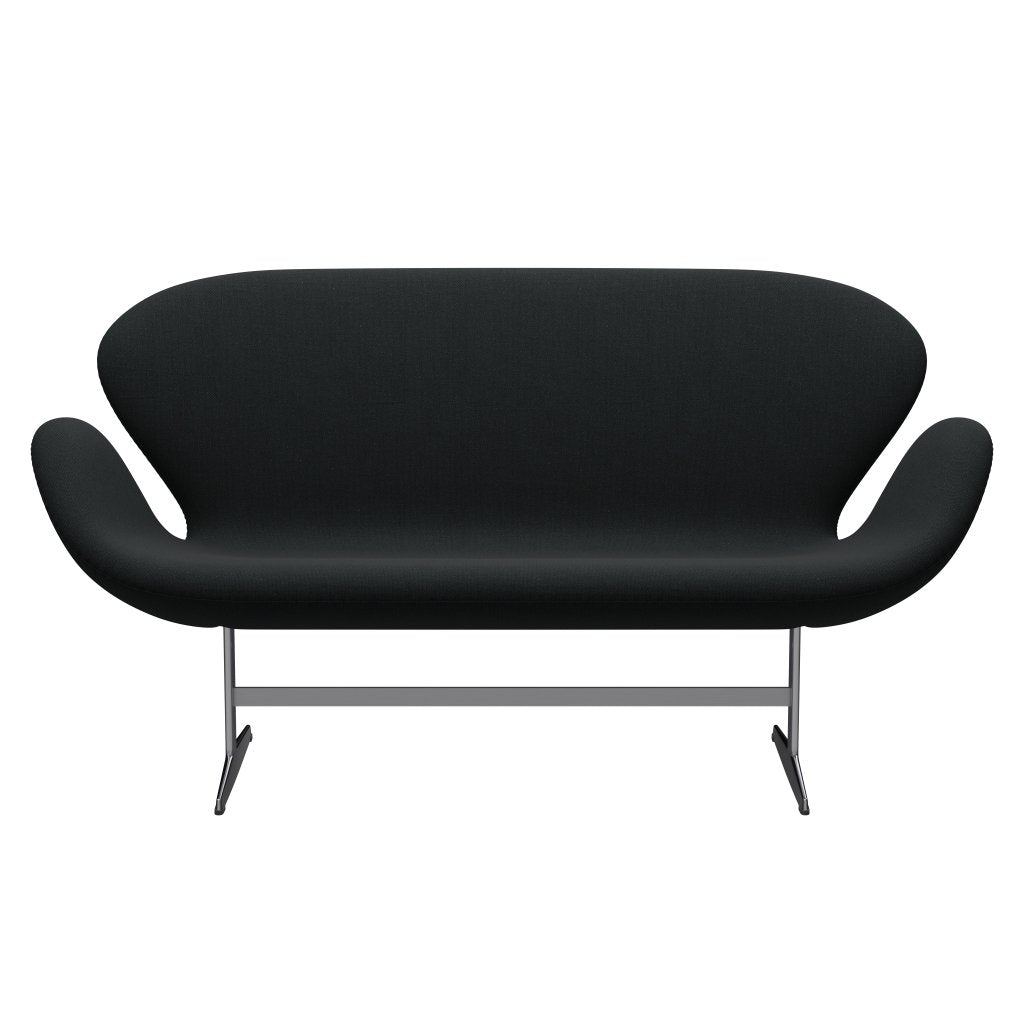 Fritz Hansen Svan soffa 2-sits, satin polerad aluminium/sunniva svart