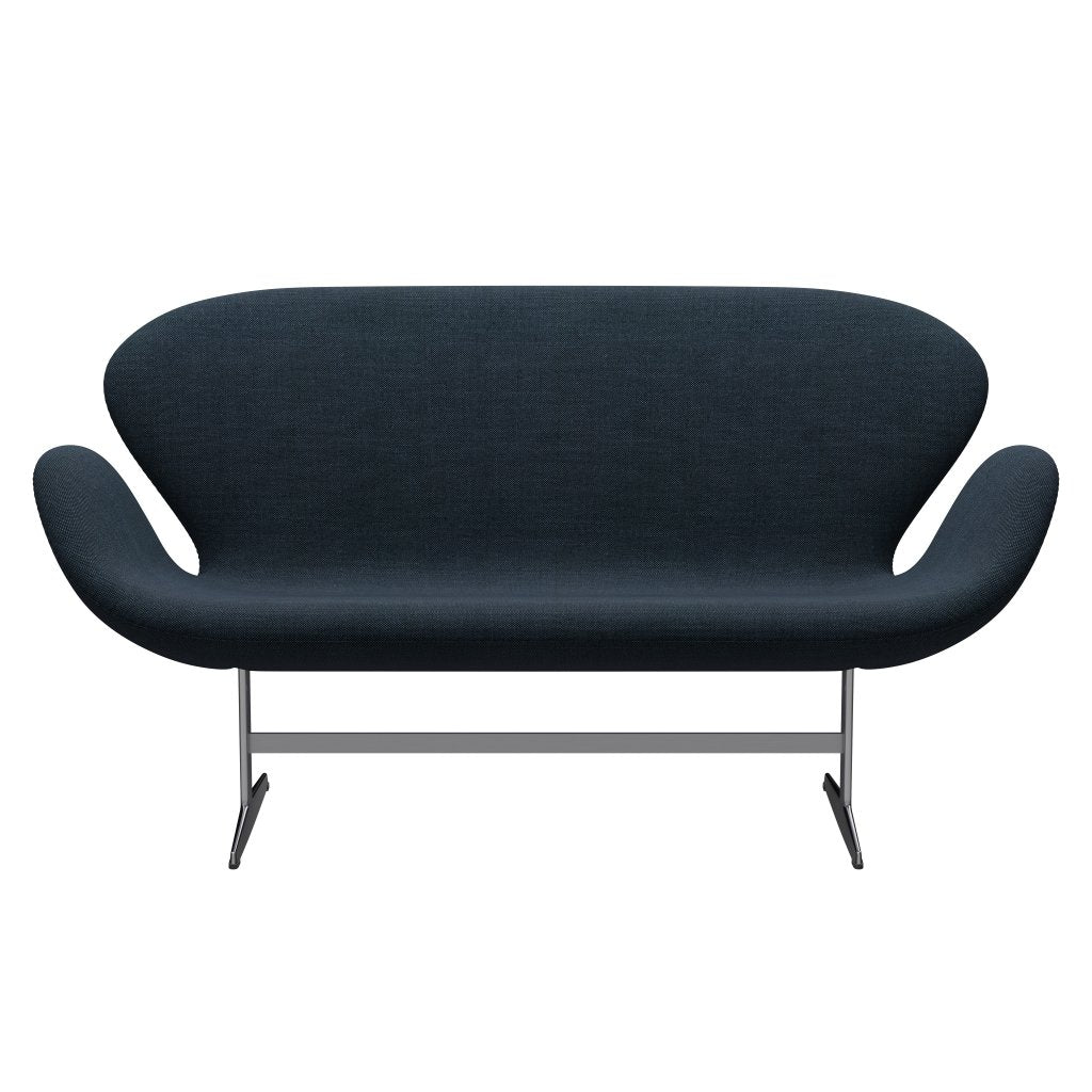 Fritz Hansen Svan soffa 2-sits, satin polerad aluminium/sunniva svart marin