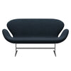 Fritz Hansen Svan soffa 2-sits, satin polerad aluminium/sunniva svart marin