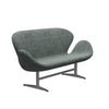 Fritz Hansen Svan soffa 2-sits, satin polerad aluminium/sunniva svartvitt
