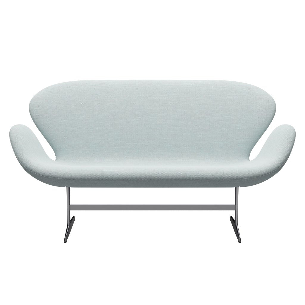 Fritz Hansen Svan soffa 2-person, satin polerad aluminium/sunniva vit/ljusblå