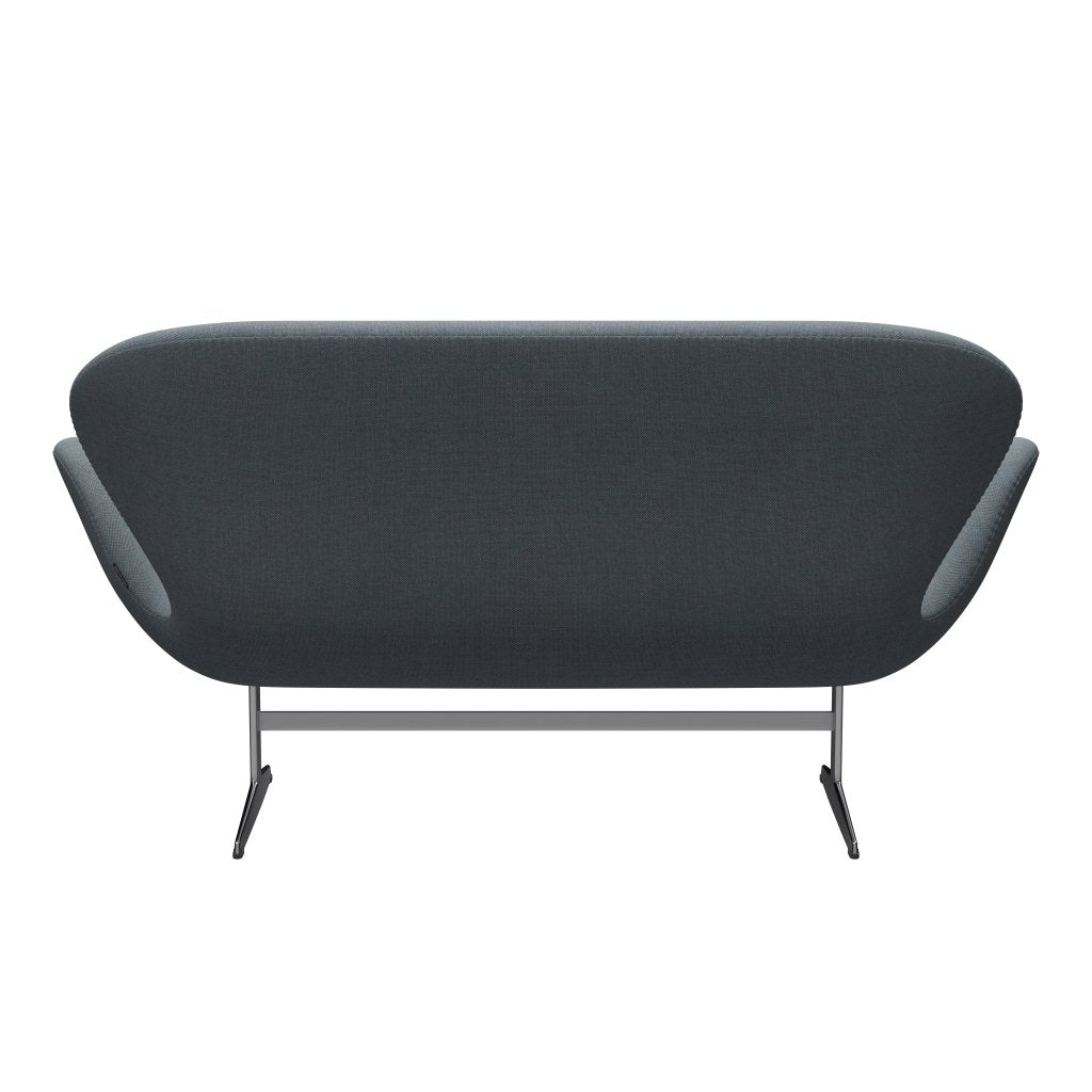 Fritz Hansen Svan soffa 2-sits, satin polerad aluminium/sunniva dammig blå