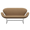 Fritz Hansen Svan soffa 2-sits, satin polerad aluminium/tonus kamel