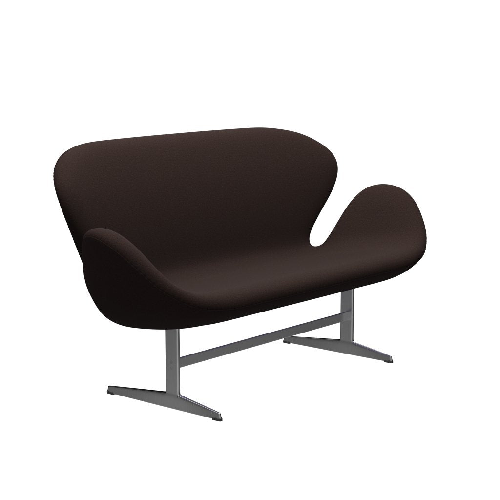 Fritz Hansen Svan soffa 2-sits, satin polerad aluminium/tonus mörkbrun