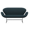 Fritz Hansen Svan soffa 2-sits, satin polerad aluminium/tonus mörkgrön