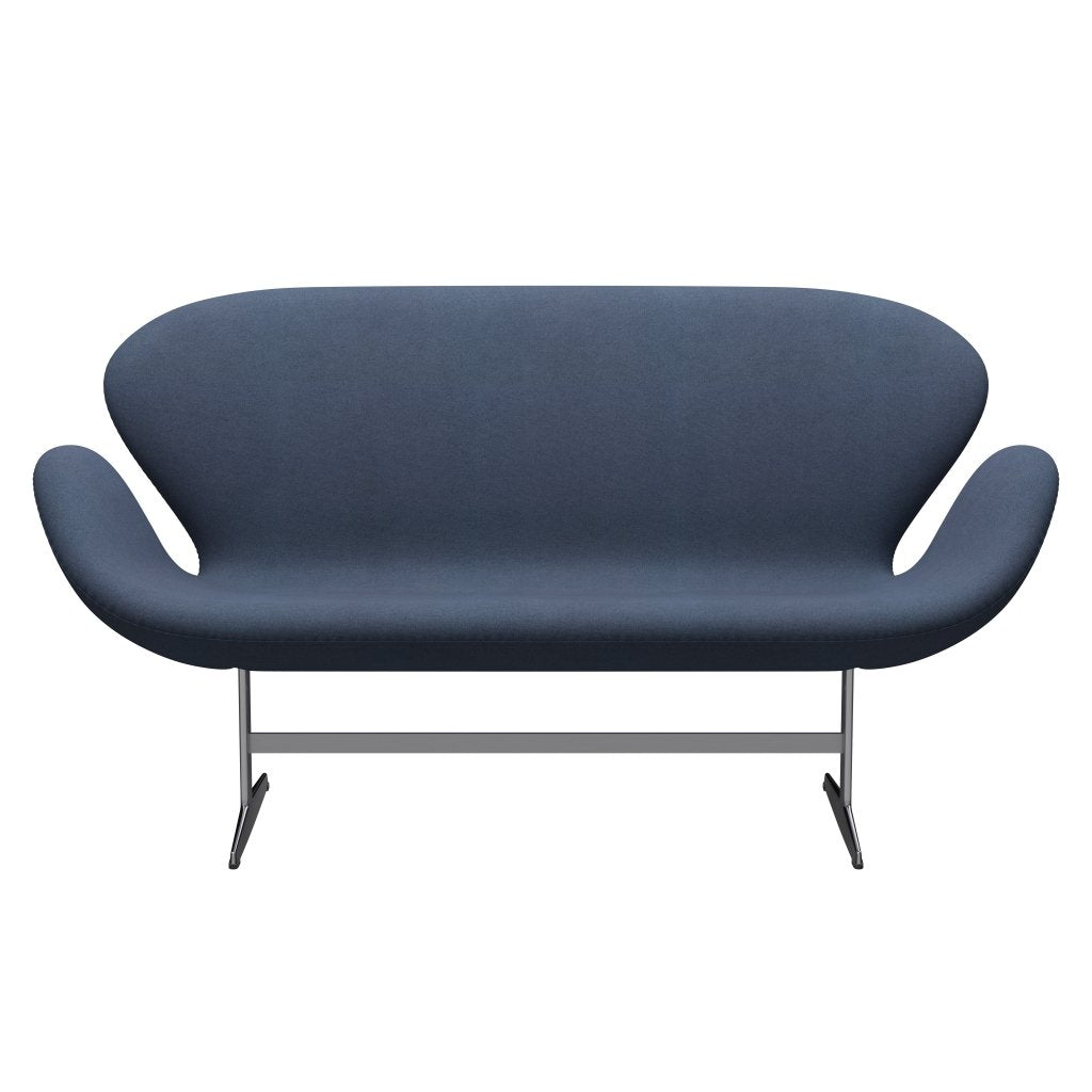 Fritz Hansen Svan soffa 2-sits, satin polerad aluminium/tonus grå blå
