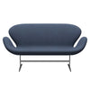 Fritz Hansen Svan soffa 2-sits, satin polerad aluminium/tonus grå blå