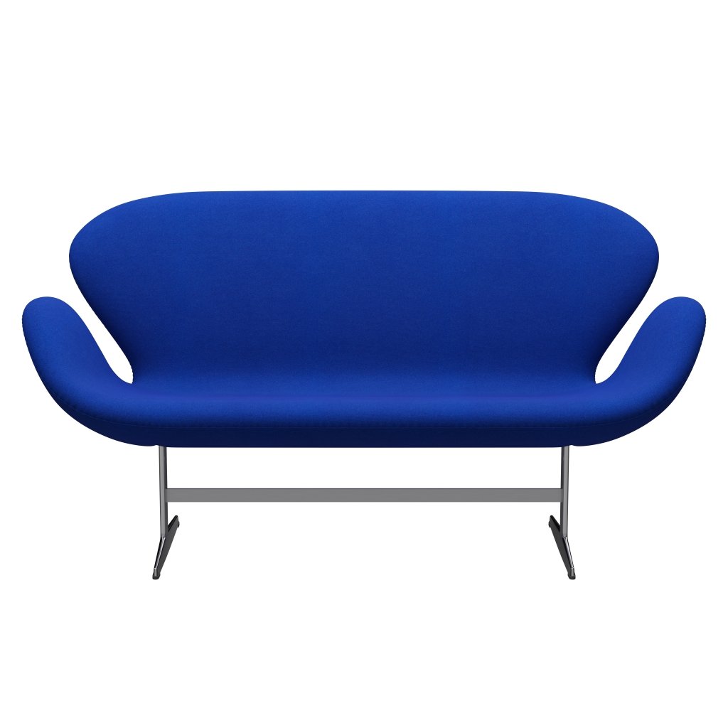 Fritz Hansen Svan soffa 2-sits, satin polerad aluminium/tonus klarblå