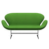 Fritz Hansen Svan soffa 2-sits, satin polerad aluminium/tonus klar grön