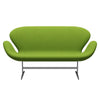 Fritz Hansen Svan soffa 2-sits, satin polerad aluminium/tonus lime
