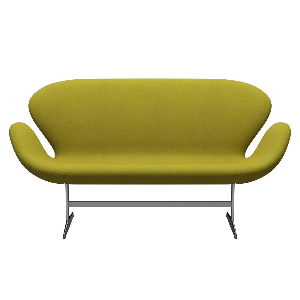 Fritz Hansen Svan soffa 2-sits, satin polerad aluminium/tonus lime grön