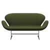Fritz Hansen Svan soffa 2-person, satin polerad aluminium/tonus millitar green divina