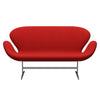 Fritz Hansen Svan soffa 2-sits, satin polerad aluminium/tonus orange/röd