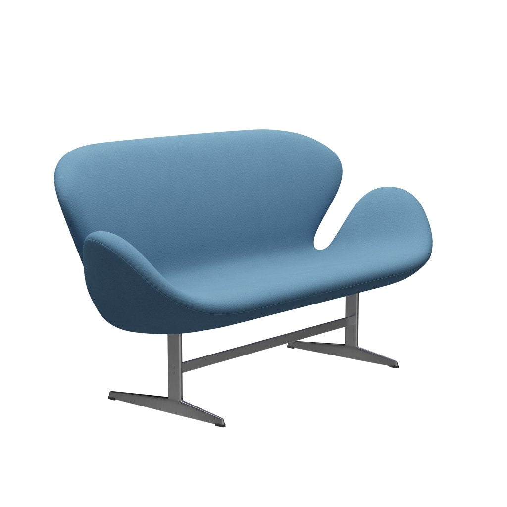 Fritz Hansen Svan soffa 2-sits, satin polerad aluminium/tonus pastellblå