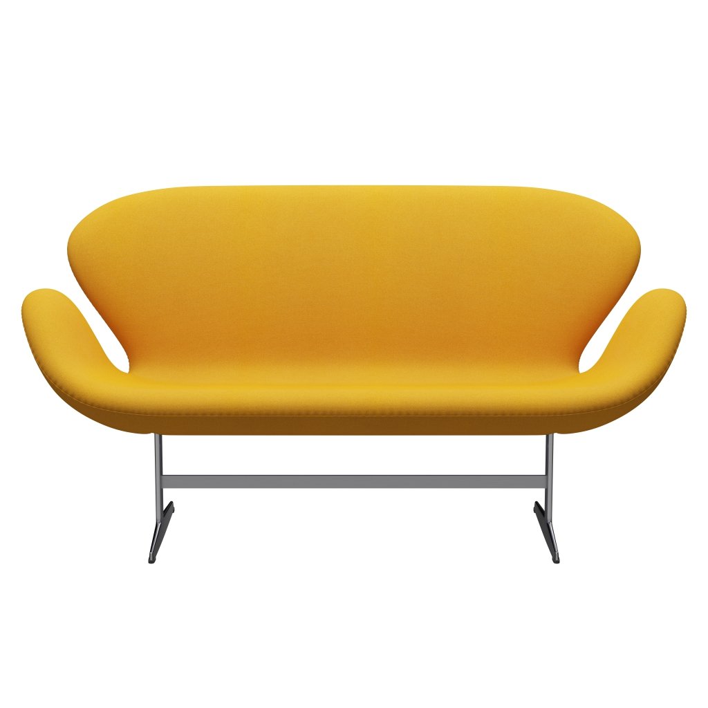 Fritz Hansen Svan soffa 2-sits, satin polerad aluminium/tonus senap