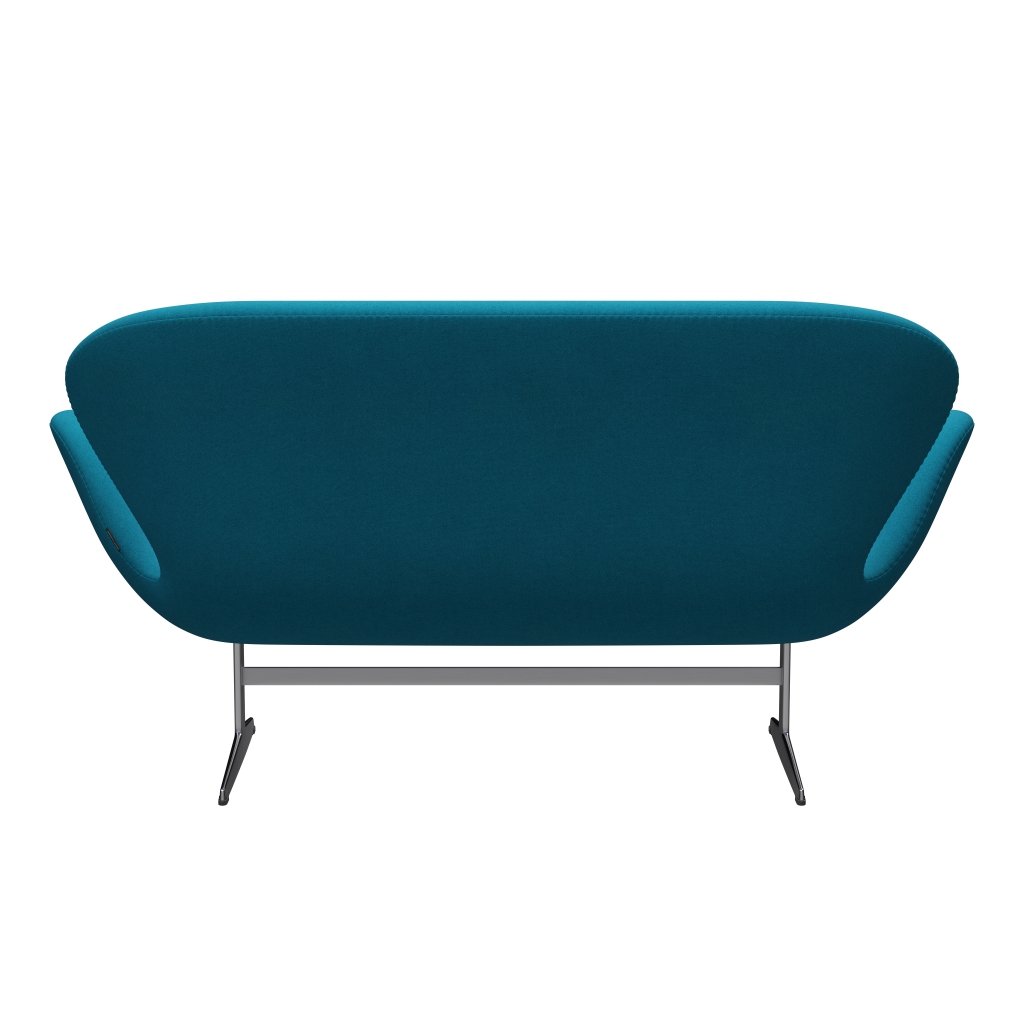 Fritz Hansen Svan soffa 2-sits, satin polerad aluminium/tonus turkos