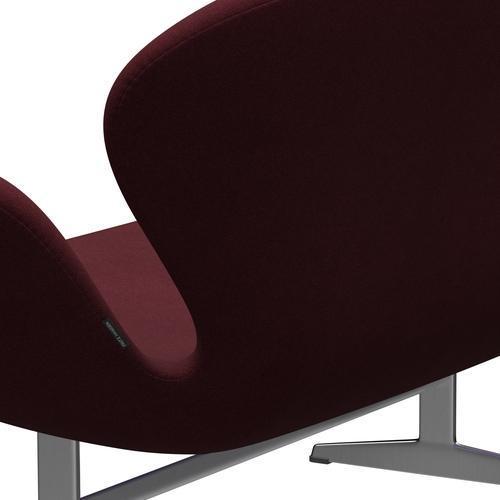Fritz Hansen Svan soffa 2-sits, satin polerad aluminium/tonus vinröd