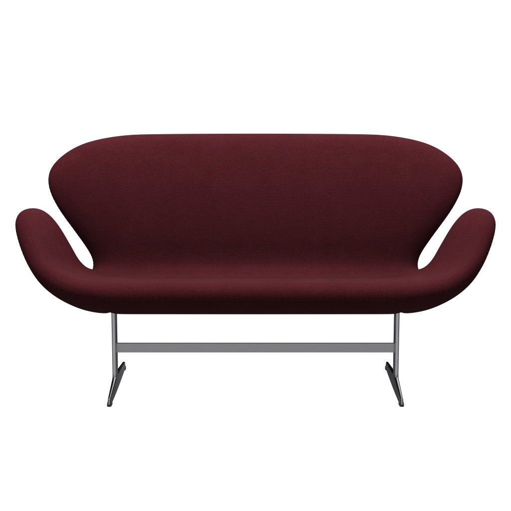 Fritz Hansen Svan soffa 2-sits, satin polerad aluminium/tonus vinröd