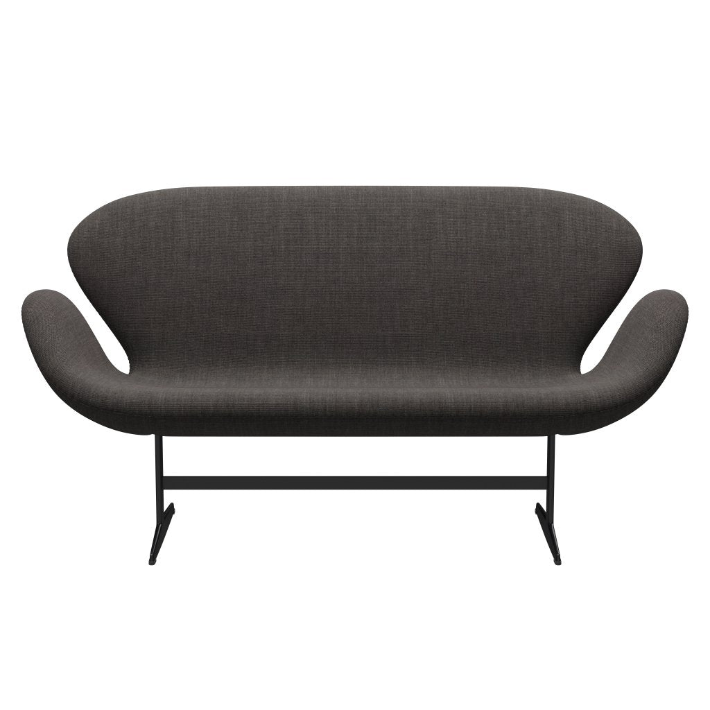 Fritz Hansen Svan soffa 2-sits, svart lackerad/duk mörkgrå