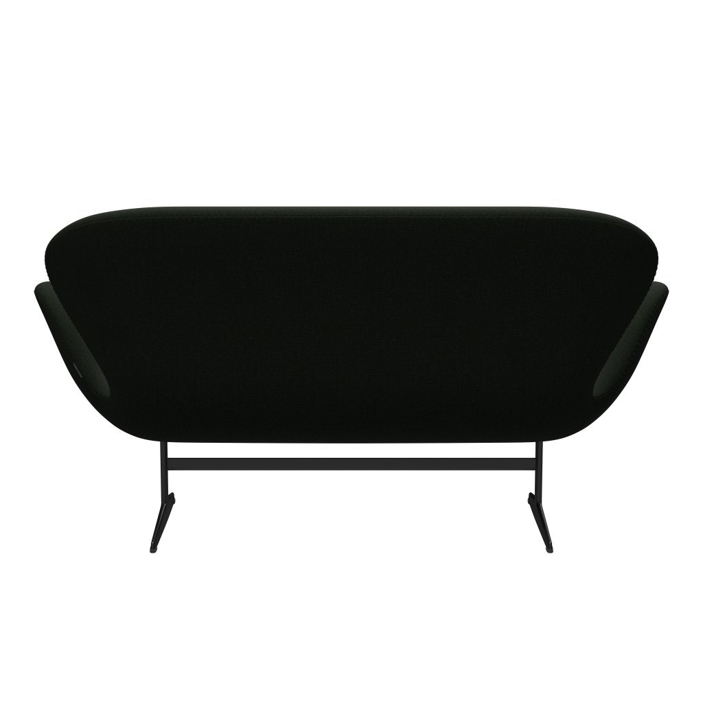 Fritz Hansen Svan soffa 2-sits, svart lackerad/duk mörkgrön