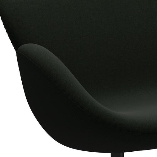 Fritz Hansen Svan soffa 2-sits, svart lackerad/duk mörkgrön