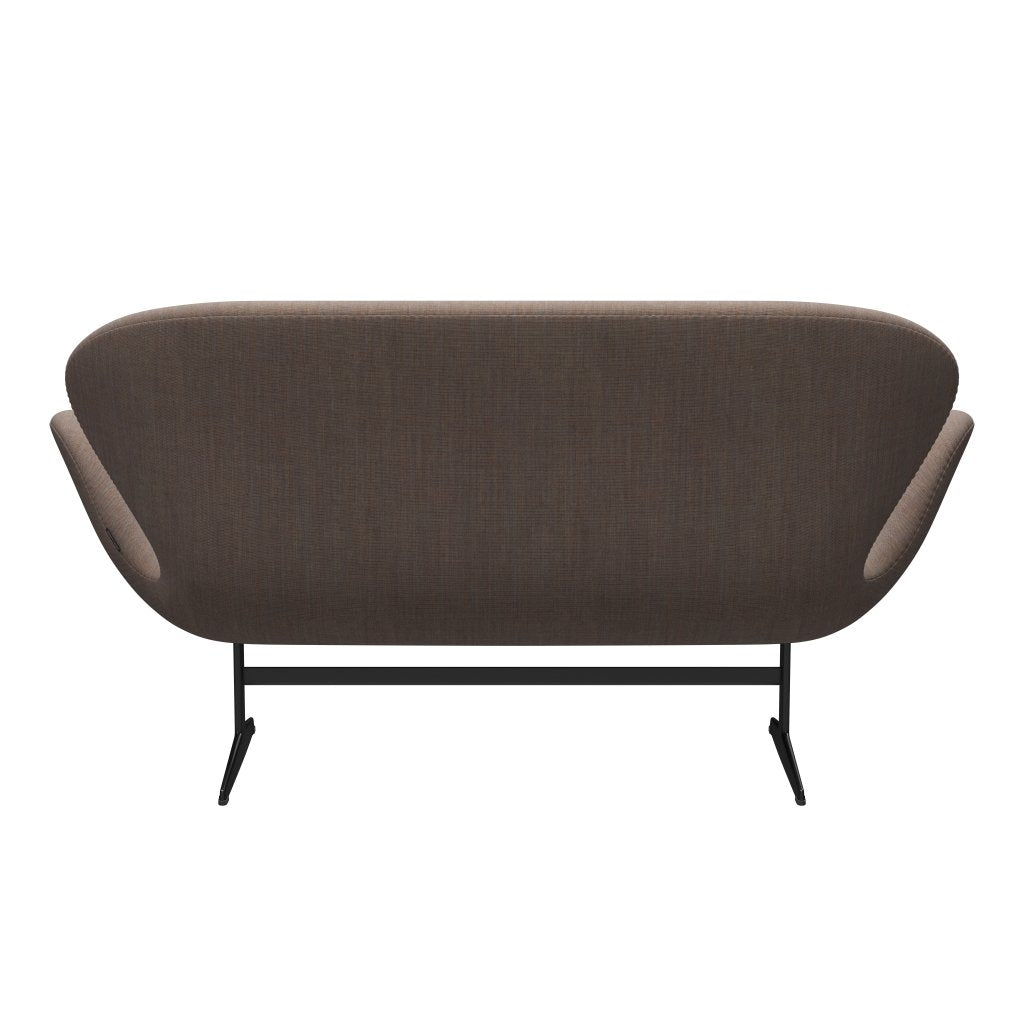 Fritz Hansen Svan soffa 2-sits, svart lackerad/duk grå sand