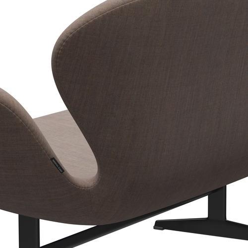 Fritz Hansen Svan soffa 2-sits, svart lackerad/duk grå sand