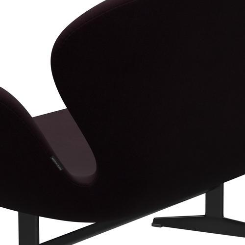 Fritz Hansen Svan soffa 2-sits, svart lackerad/canvas blödilla