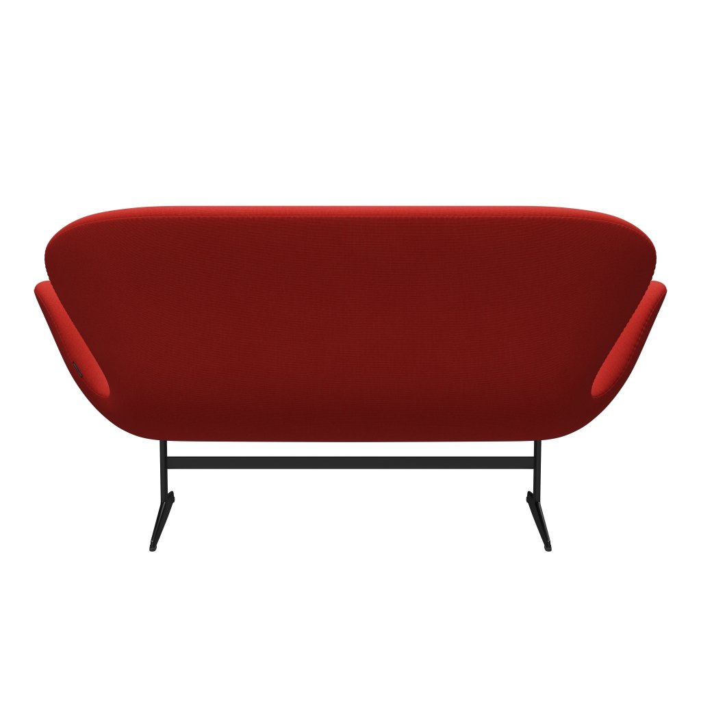 Fritz Hansen Svan soffa 2-person, svart lackerad/duk rosa röd