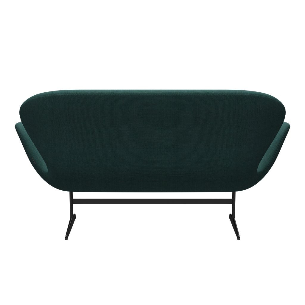 Fritz Hansen Svan soffa 2-sits, svart lackerad/duk smaragdgrön