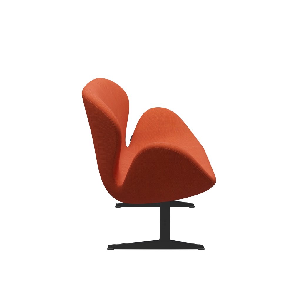 Fritz Hansen Svan soffa 2-person, svart lackerad/duk dammig orange