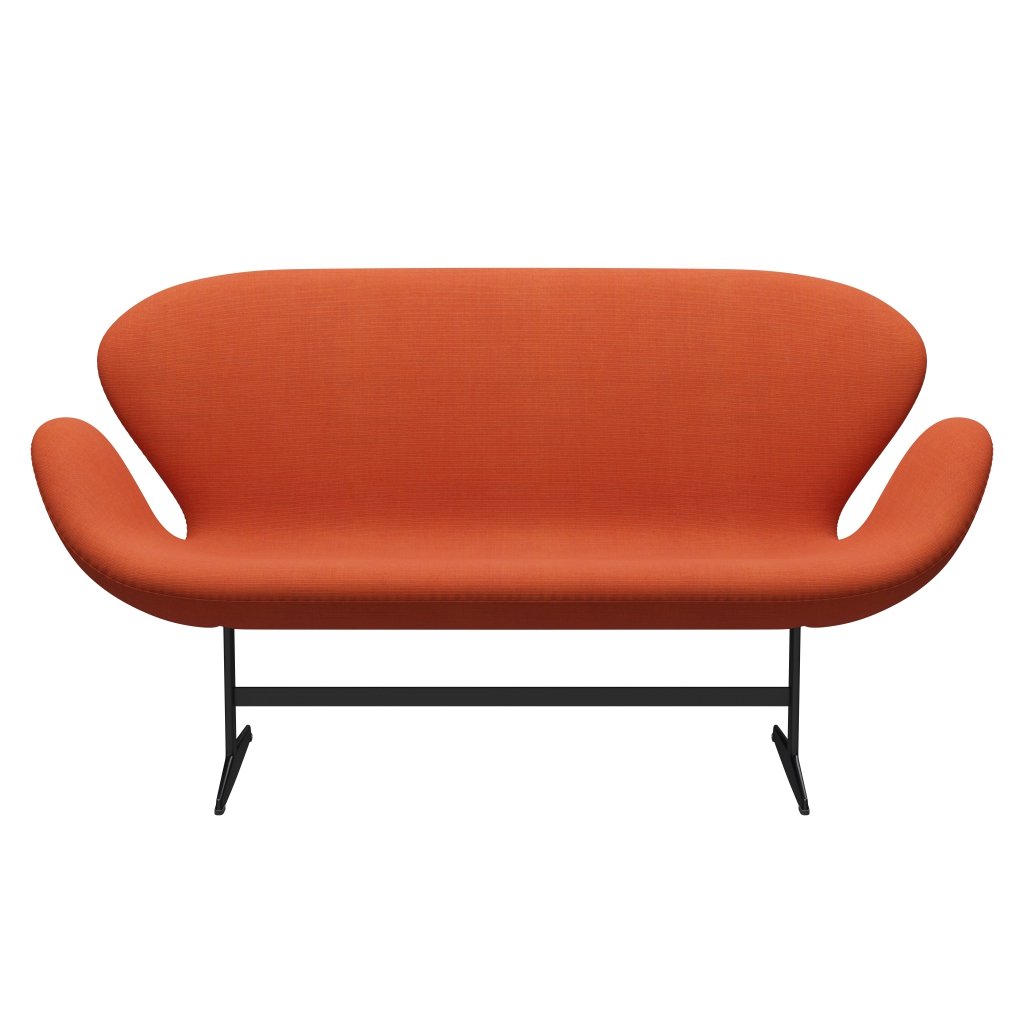 Fritz Hansen Svan soffa 2-person, svart lackerad/duk dammig orange