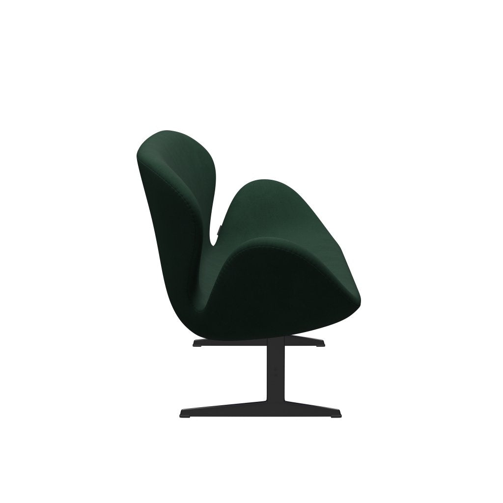Fritz Hansen Svan soffa 2-sits, svart lackerad/komfort mörkgrön