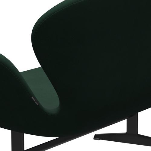 Fritz Hansen Svan soffa 2-sits, svart lackerad/komfort mörkgrön