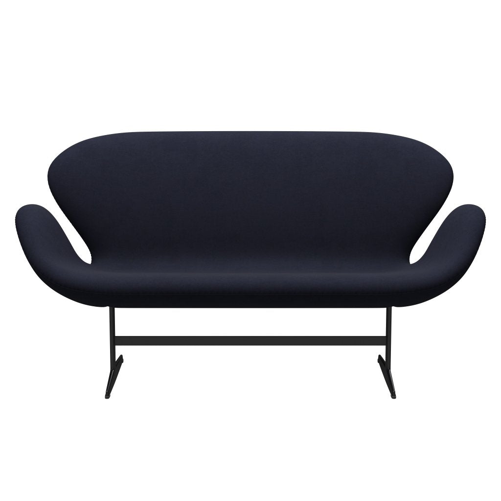 Fritz Hansen Svan soffa 2-sits, svart lackerad/komfort jord grå
