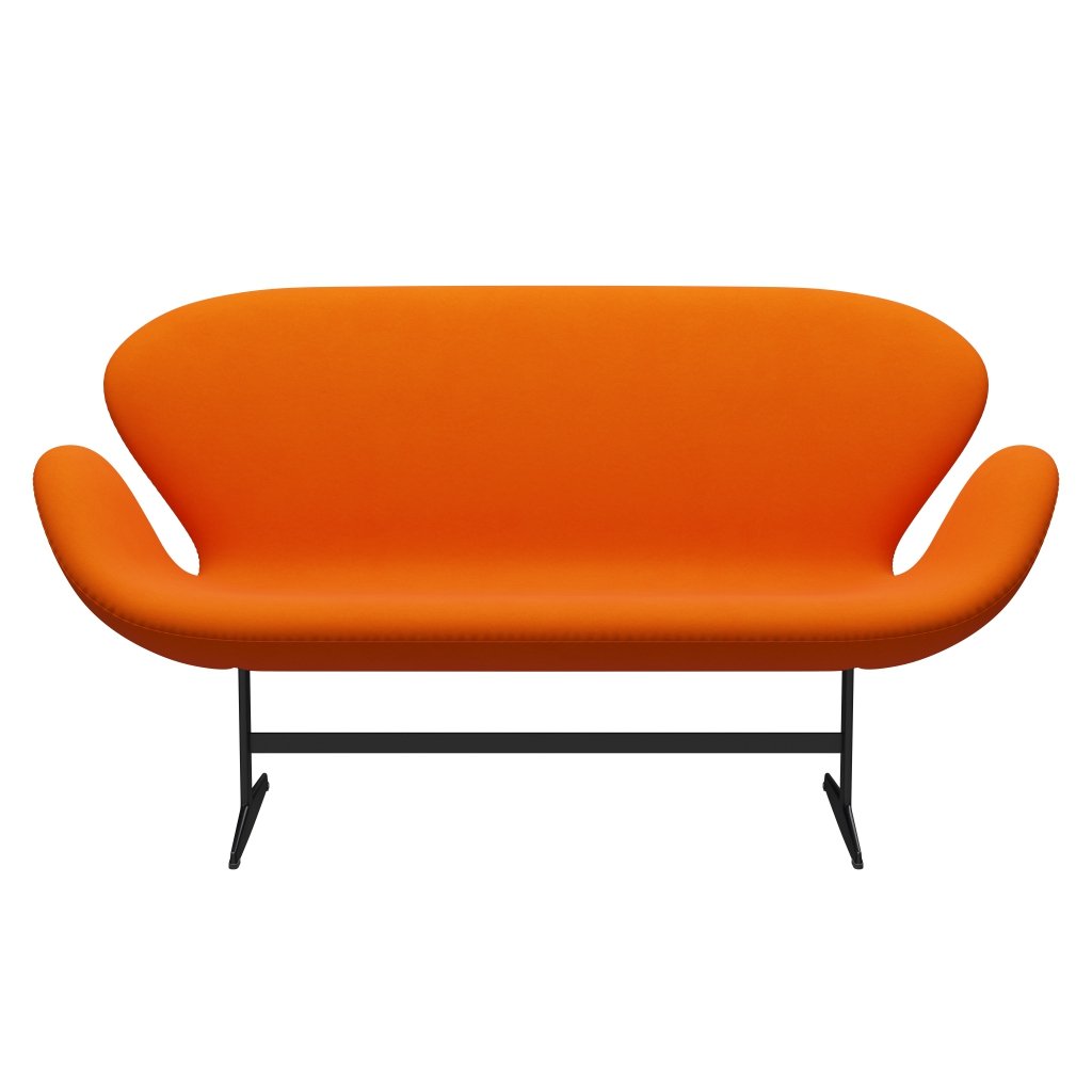Fritz Hansen Svan soffa 2-personers, svart lack/komfort gul/orange