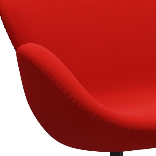 Fritz Hansen Svan soffa 2-sits, svart lackerad/komfortljus röd