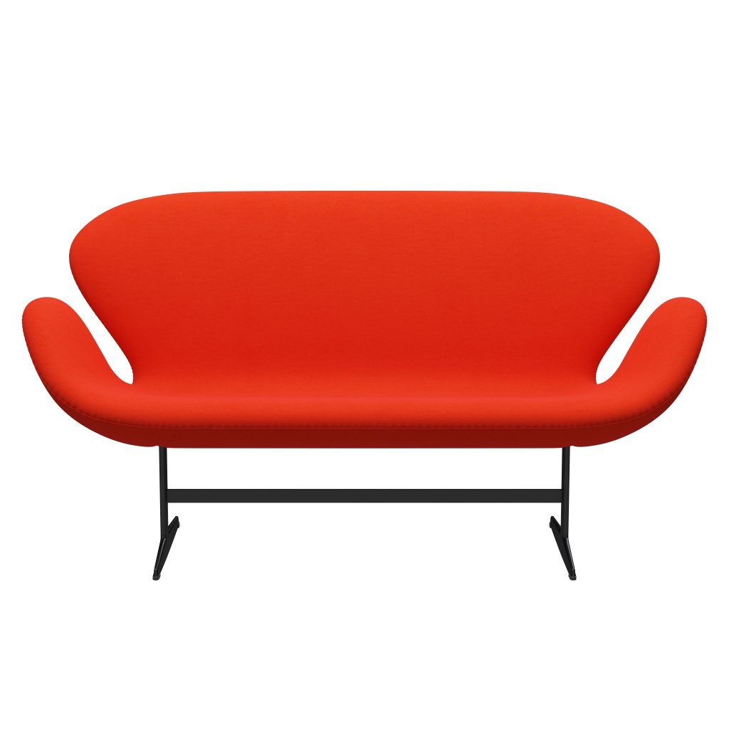 Fritz Hansen Svan soffa 2-personers, svart lack/komfort orange/röd