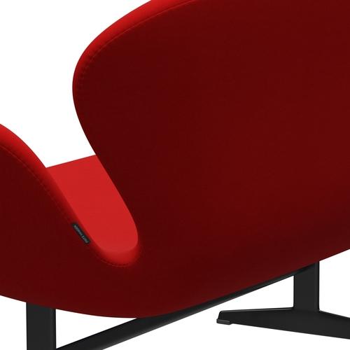 Fritz Hansen Svan soffa 2-personers, svart lack/komfort röd (64003)