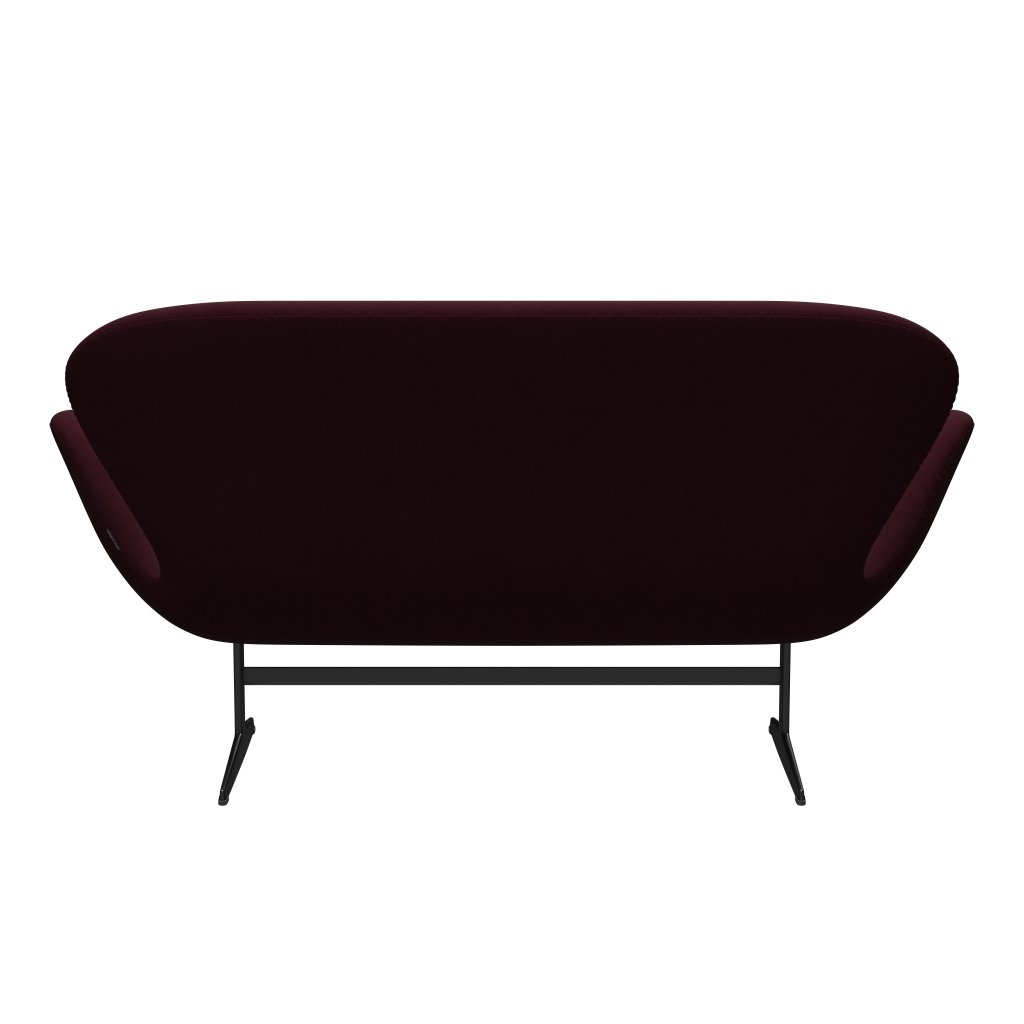 Fritz Hansen Svan soffa 2-person, svart lackerad/komfort lila/mörkröd