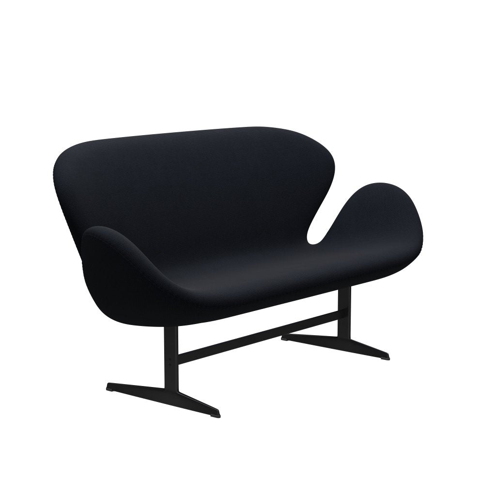 Fritz Hansen Svan soffa 2-sits, svart lackerad/diablo mörkblå