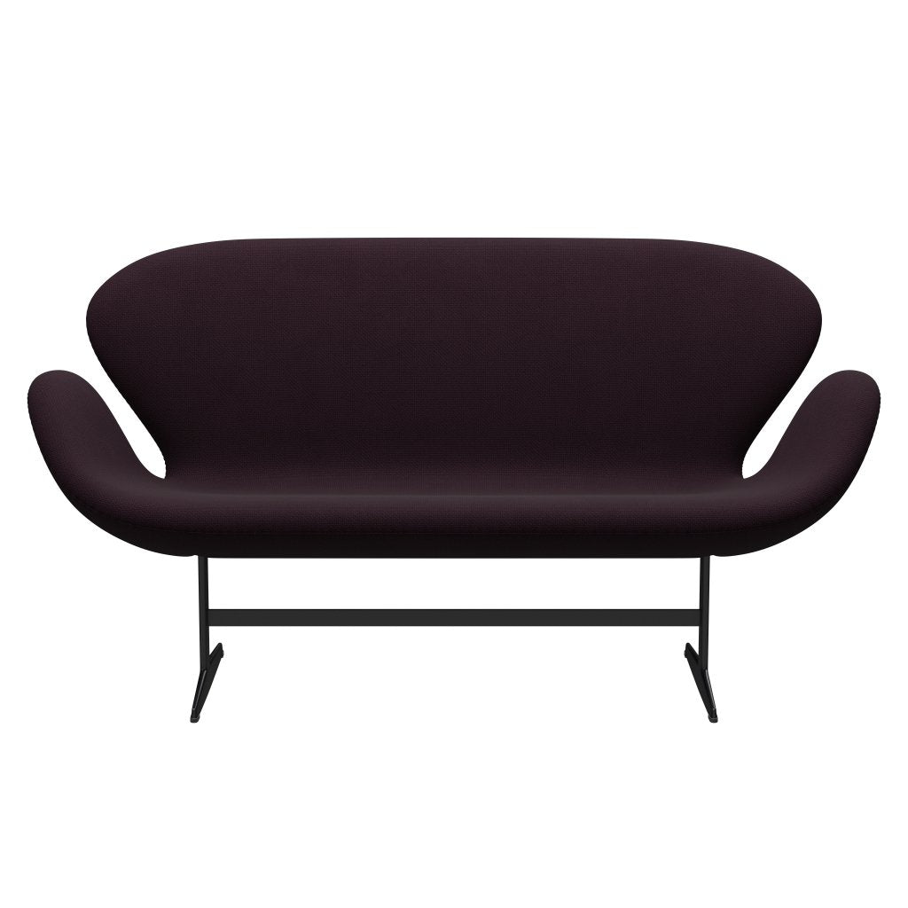 Fritz Hansen Svan soffa 2-sits, svart lackerad/diablo plommon