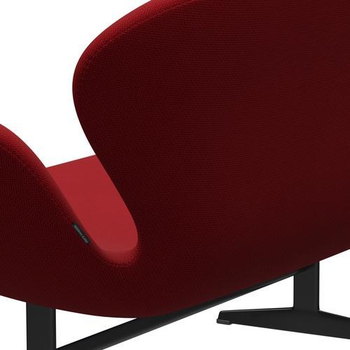 Fritz Hansen Svan soffa 2-sits, svart lackerad/diablo het röd
