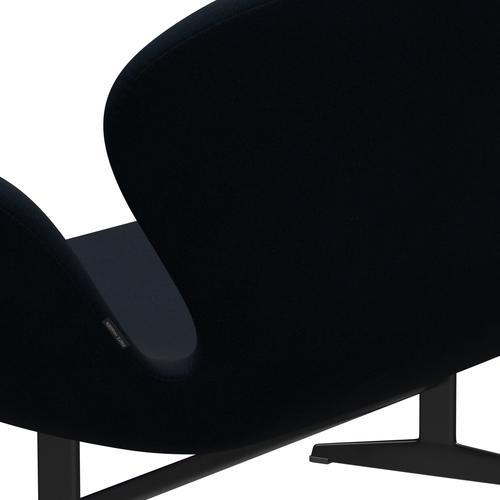 Fritz Hansen Svan soffa 2-sits, svart lackerad/divina mörkblå
