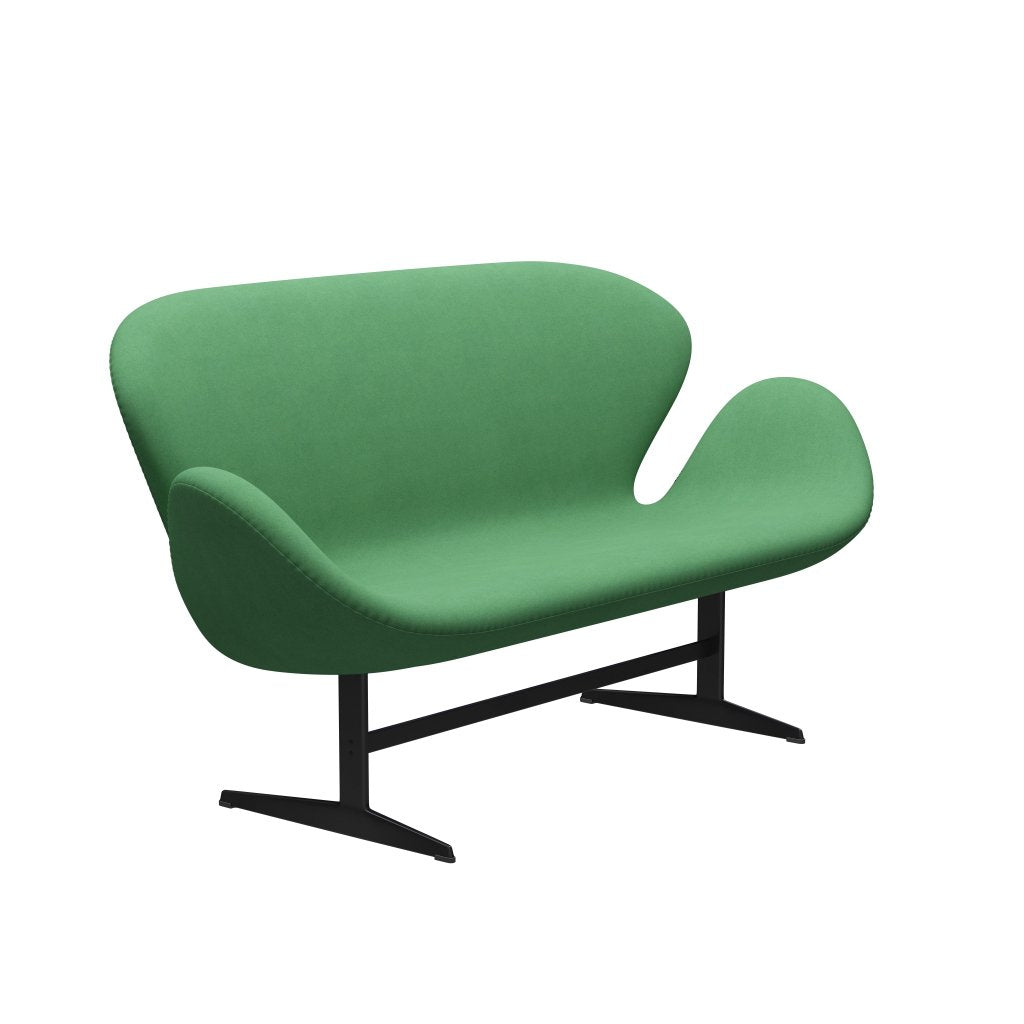 Fritz Hansen Svan soffa 2-sits, svart lackerad/divina grön