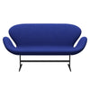 Fritz Hansen Svan soffa 2-sits, svart lackerad/divina melange blå