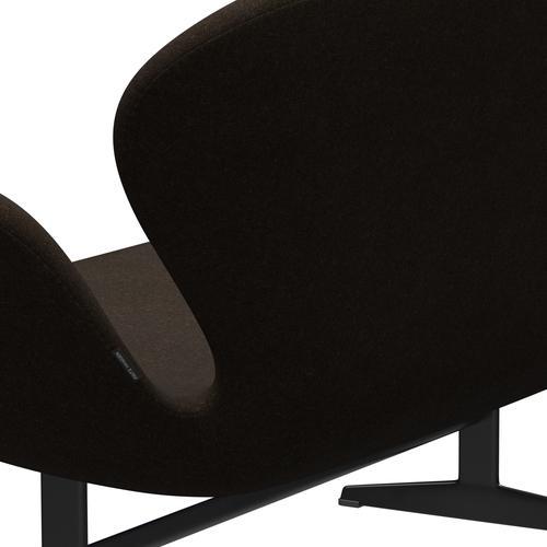 Fritz Hansen Svan soffa 2-person, svart lackerad/divina melange mörkbrun