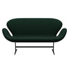 Fritz Hansen Svan soffa 2-sits, svart lackerad/divina melange mörkgrön