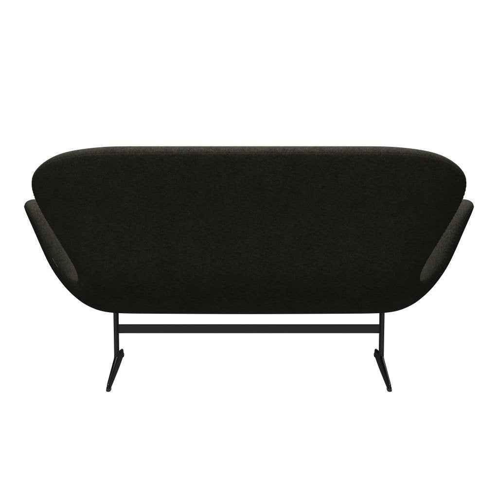 Fritz Hansen Svan soffa 2-sits, svart lackerad/divina melange gråbrun
