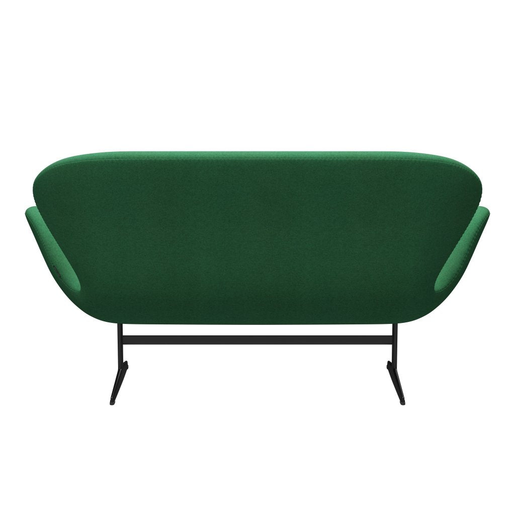 Fritz Hansen Svan soffa 2-sits, svart lackerad/divina melange grön